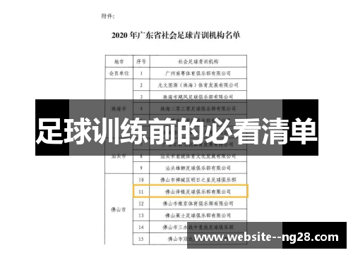 足球训练前的必看清单
